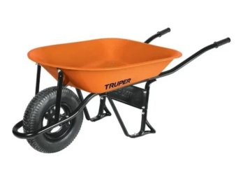 Carretilla de chapa esp 0,8 mm color naranja - 65 lts - rueda neumatica, código 11740