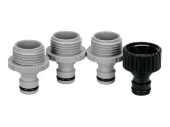 Juego de 4 conectores (3 machos y 1 hembra) para manguera 3/4 Truper, 12730