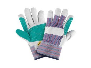 Guantes de carnaza y lona con refuerzo para materiales abrasivos, Truper 29977