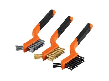 Juego de 3 mini cepillos de nailon, laton y acero inoxidable Truper 10652